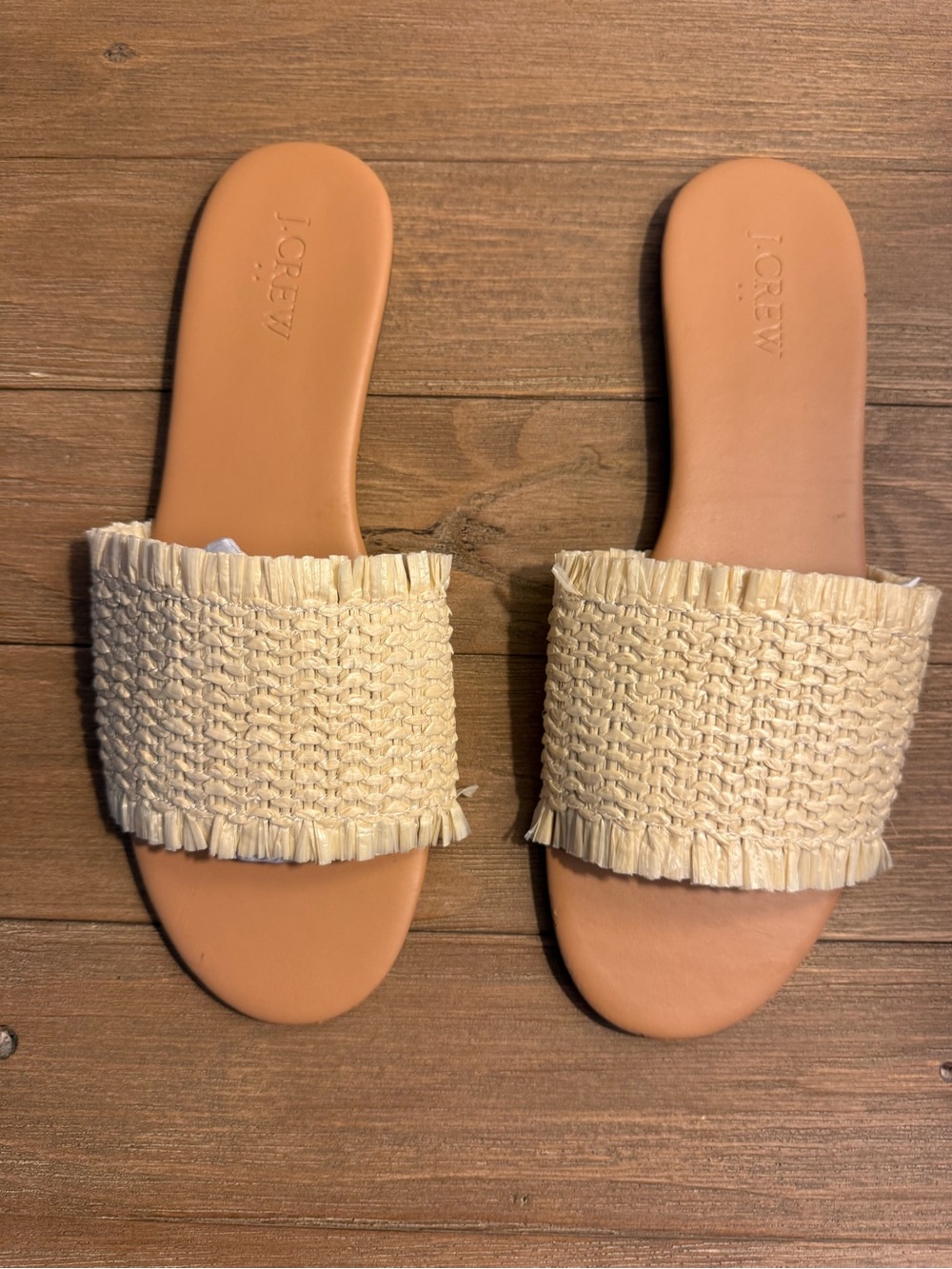 J. Crew Women’s Raffia Comfy Slide Sandals Size 8 Natural